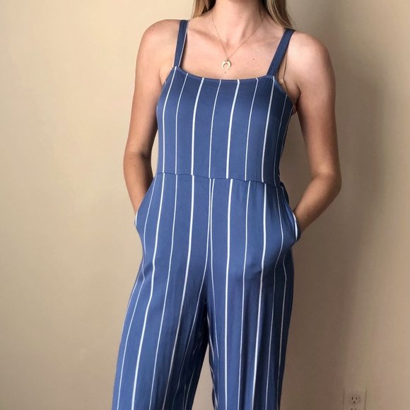 BLUE AND WHITE STRIPED JUMPSUIT - Picture 1 of 5